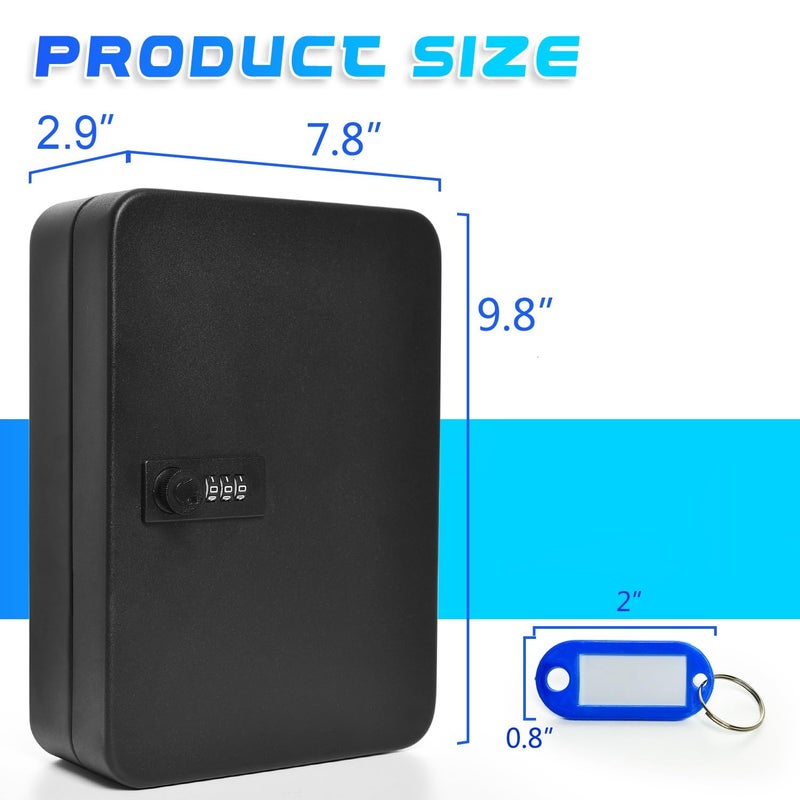 Gonioa 28 Key Cabinet Wall Mount, Steel Key Box Wall Mount with Code, Combination Lock Box with Code, Featuring Hooks and Tags - Image 3
